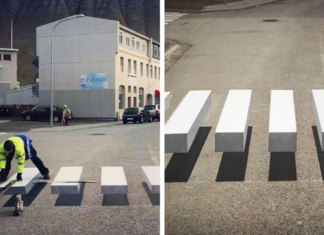 Un pueblo de Islandia pintó el paso de cebra en 3D para reducir la velocidad de los automóviles