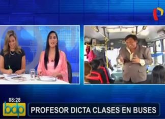 Profesor en Perú sube a los buses del transporte público a enseñar historia