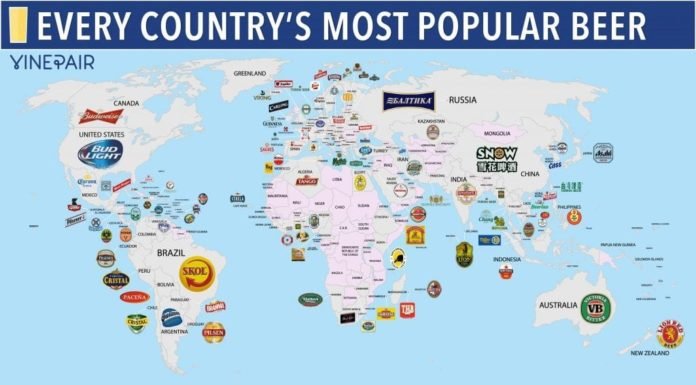 Crean un mapa que te muestra la cerveza más famosa de cada país