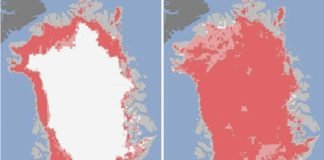 Casi todo el hielo superficial de Groenlandia se derrite en solo cuatro días
