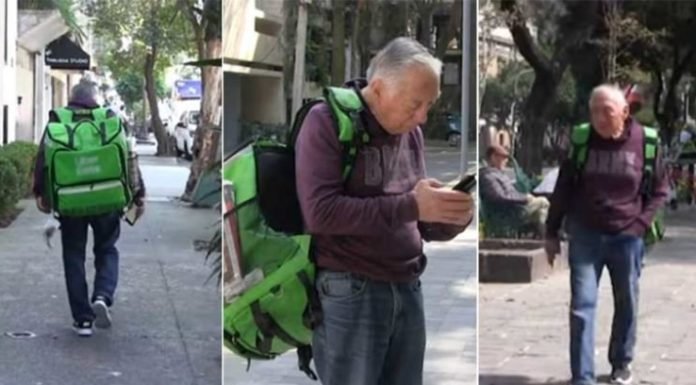 Anciano de 74 años reparte Uber Eats a pie, no por necesidad sino para mantenerse activo