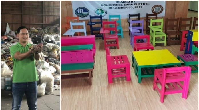 Ingeniero filipino convierte desechos de plástico en sillas escolares
