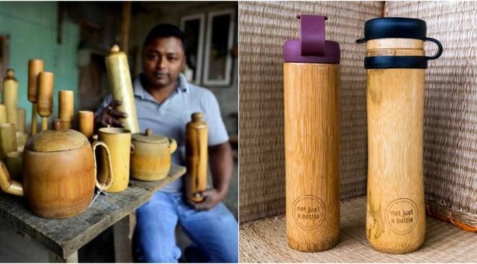 Este hombre ha creado botellas de bambú 100% ecológicas y a prueba de derrames