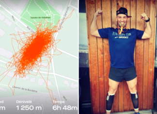 Cuarentena: Francés corre una maratón de 42 km en su balcón